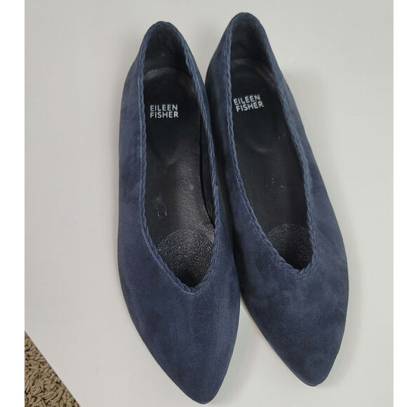Eileen Fisher Posy Flats in Midnight Suede, sz 9 - Picture 8 of 15